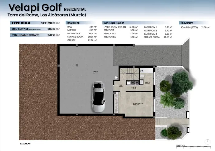 pôdorys suterénu vily