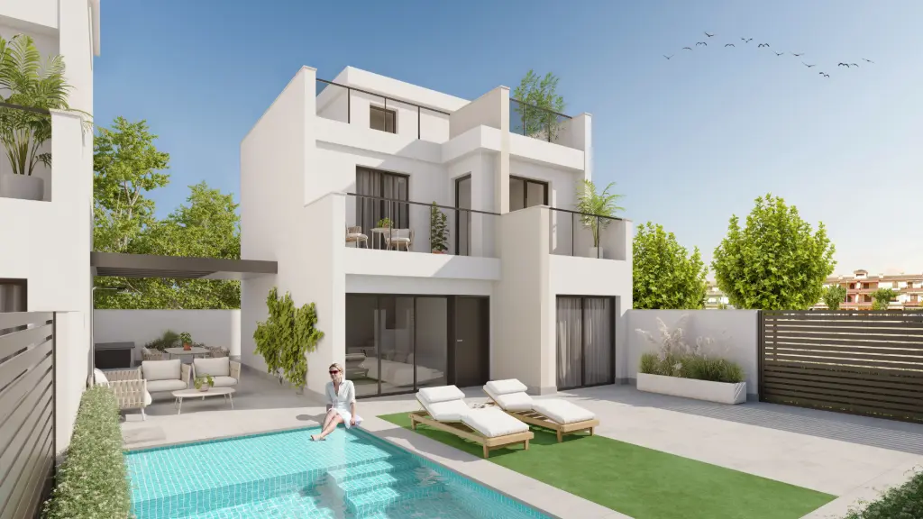 LOS ALCÁZARES - samostatne stojaca vila len 100 m. od pláže Mar Menor
